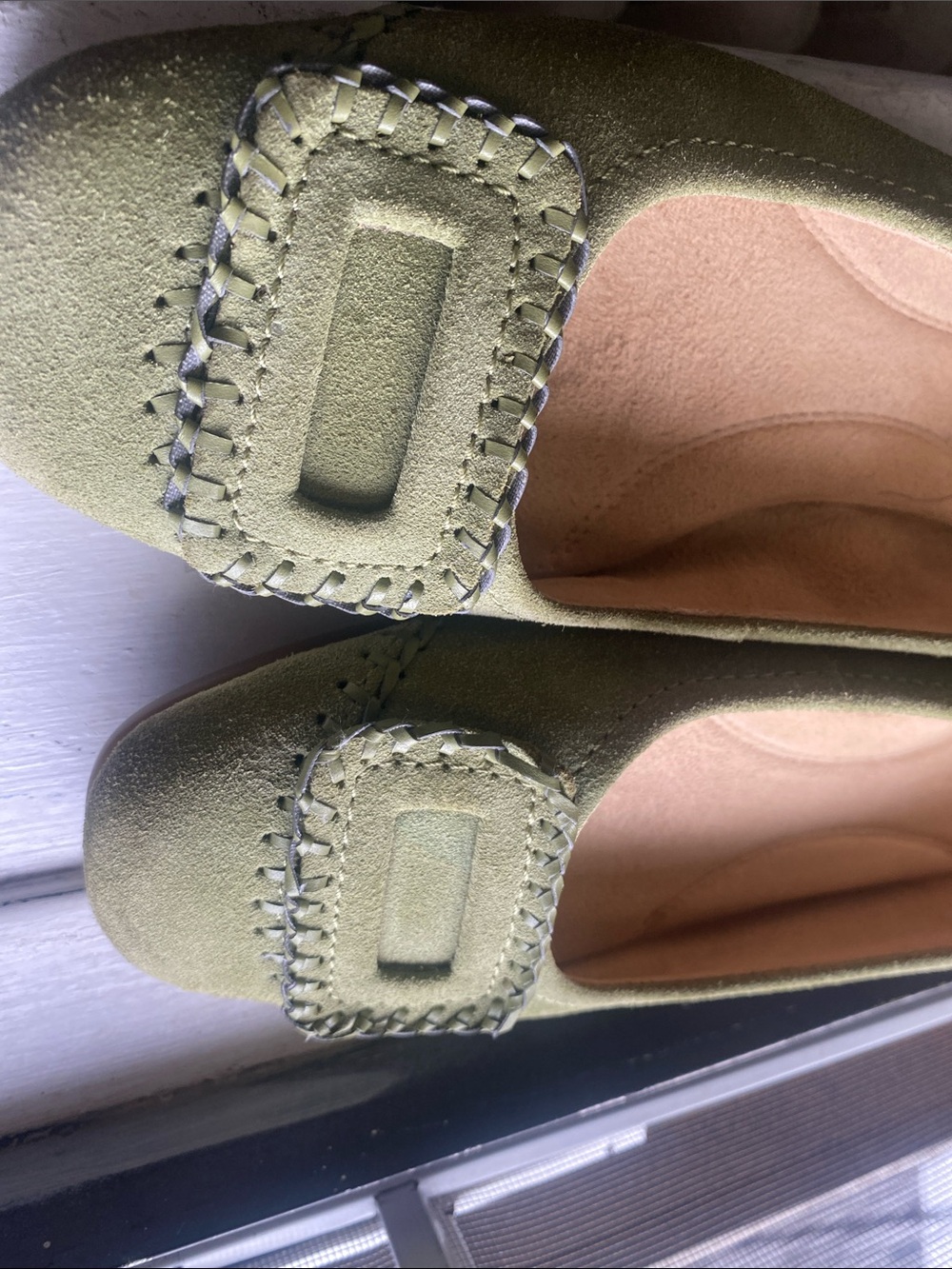 AEROSOLES Light Green Suede Slip-On Ballet Flats - Picture 5 of 9